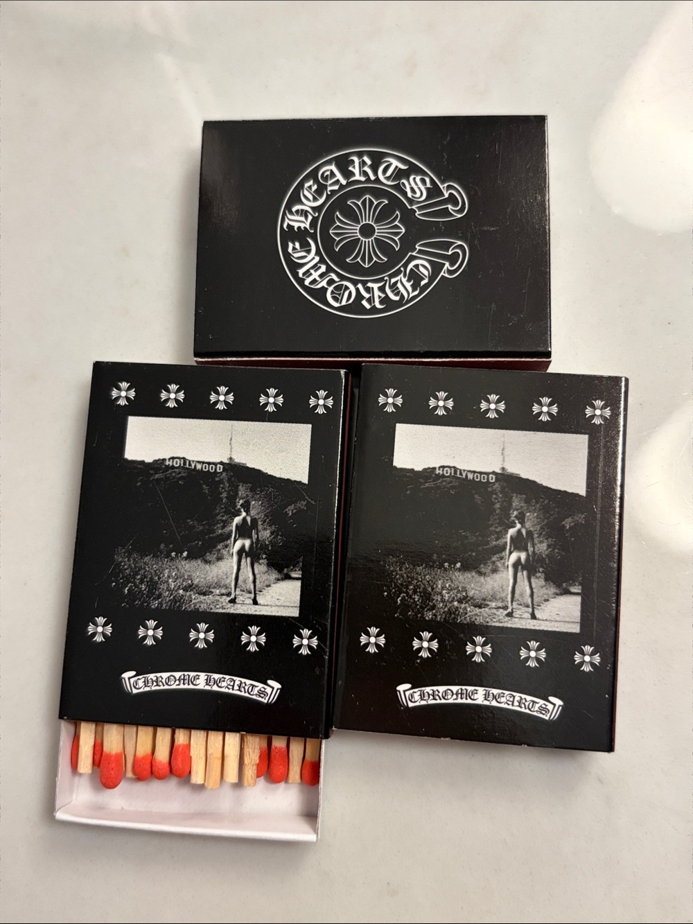 Chrome Hearts Black Matchbook Set with Red Tips